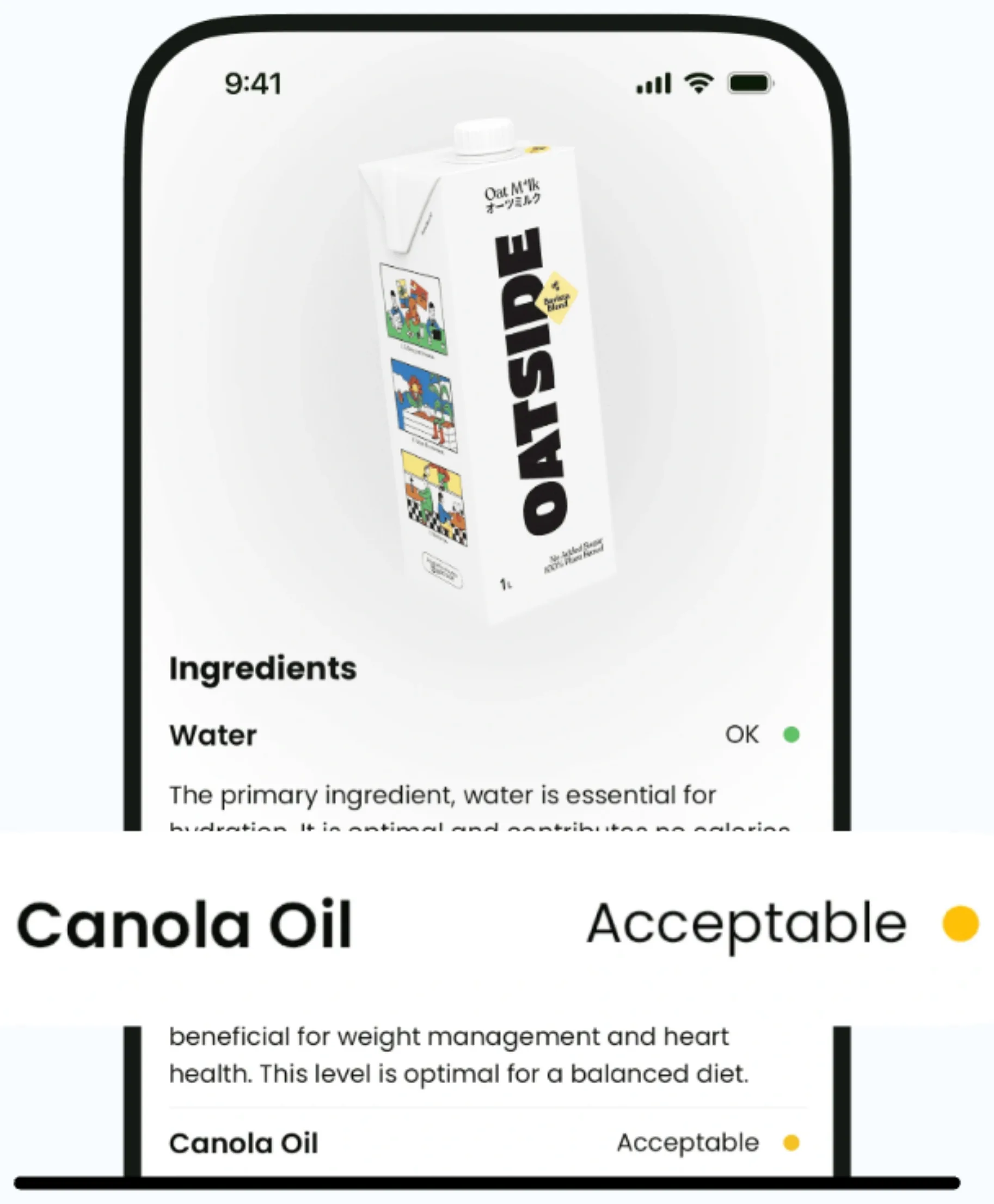 SafeChoice ingredient analysis screen